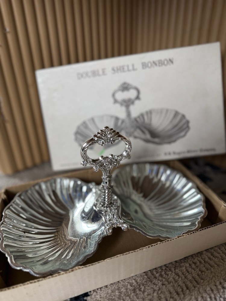 F.B. Rogers Silver Company Double Shell Bonbon Dish Silver Plated