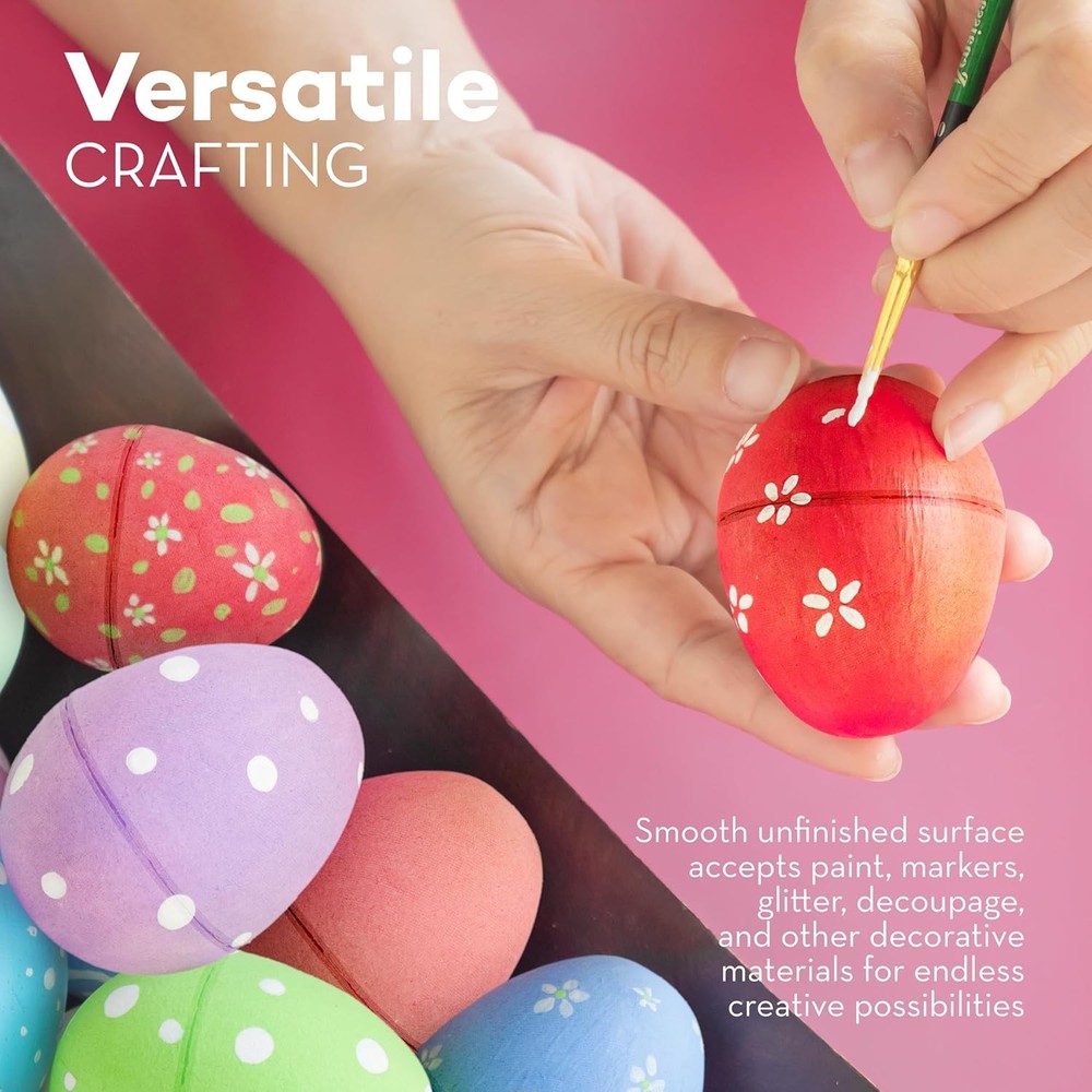 DIY Paintable Paper Mache Easter Eggs - 24 Pack, Fillable Craft Supplies