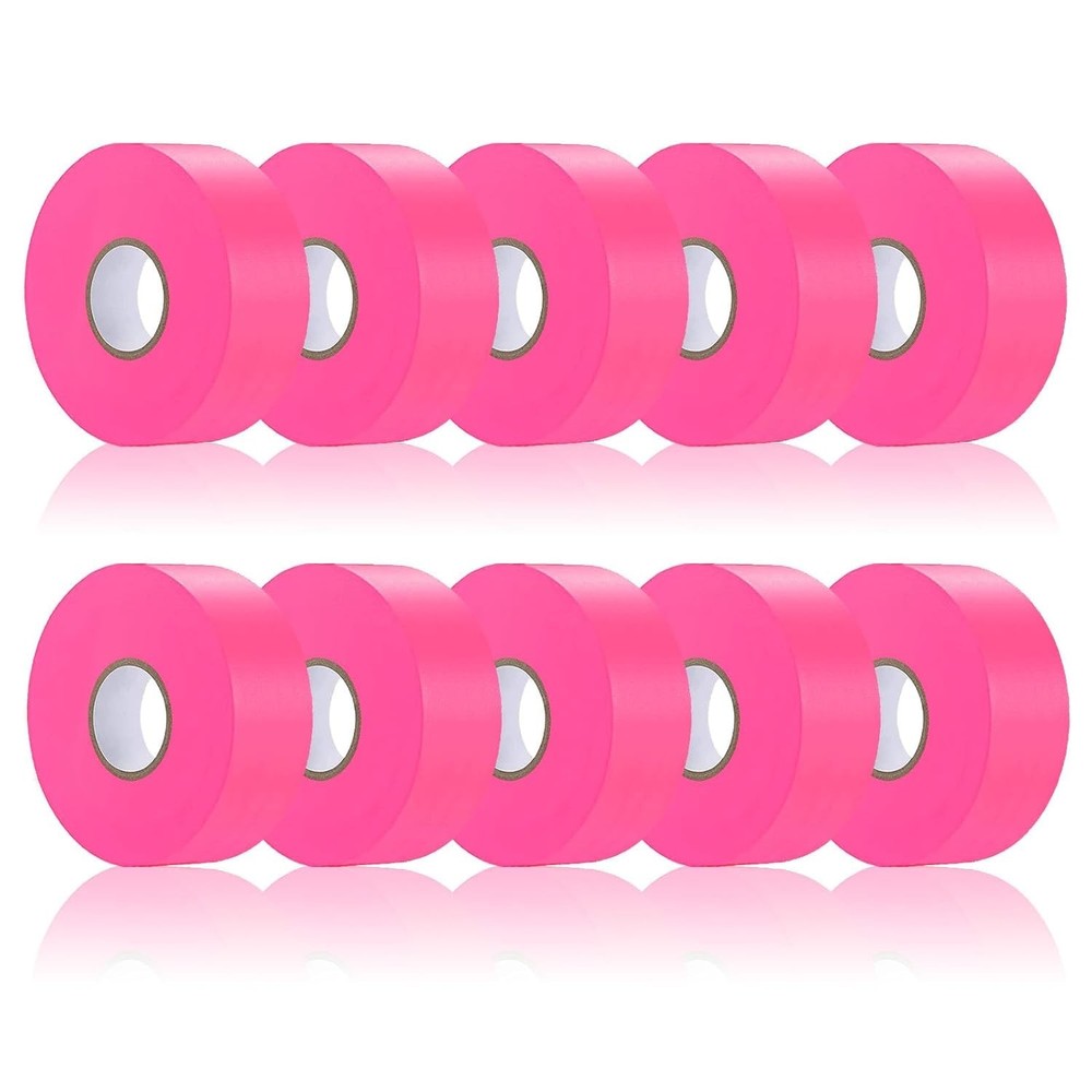 Pink Plastic Ribbon Marking Set - 10 Rolls, Waterproof