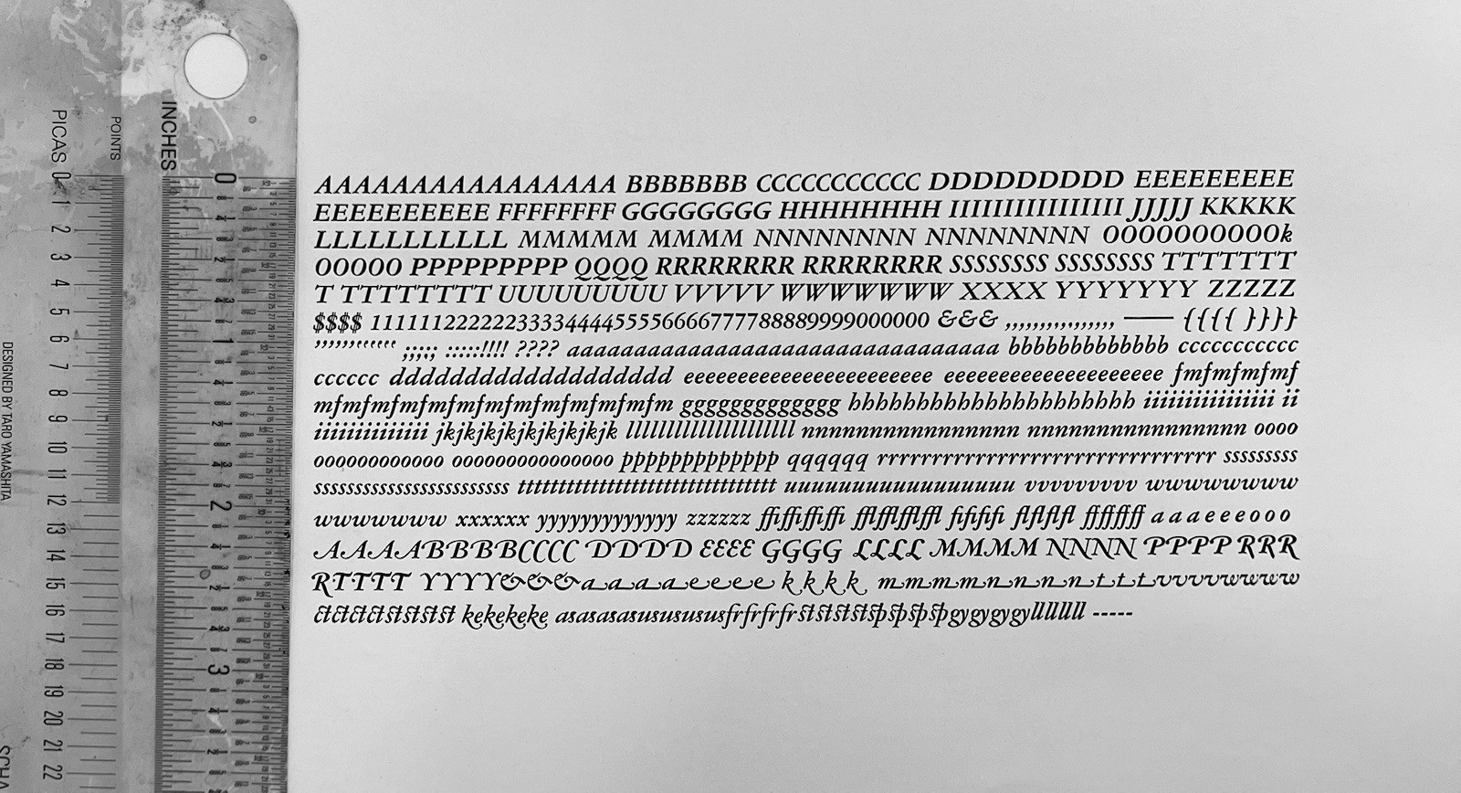 New Letterpress Type - 12 Pt. Garamond Bold Italic with Special Swath Characters