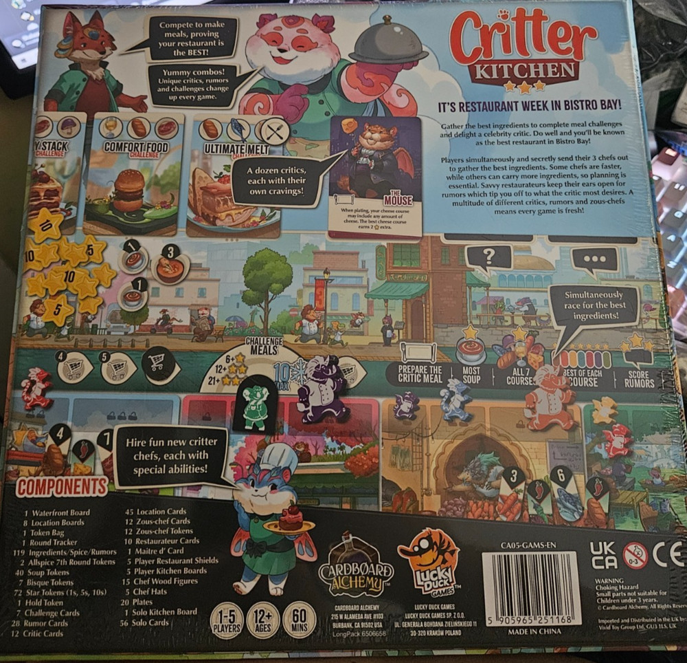 CRITTER KITCHEN THE BOARD GAME. NEW UNOPENED