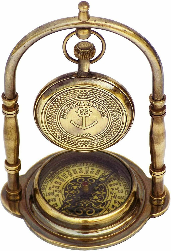 Nautical Table Clock Ship Desktop Brass Desk Clock Maritime Brass Compass Gift