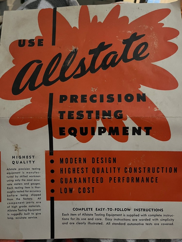 ALLSTATE tune Up Kit w/ Fuel Pump Tester, & Timing Light - Missing Compression.