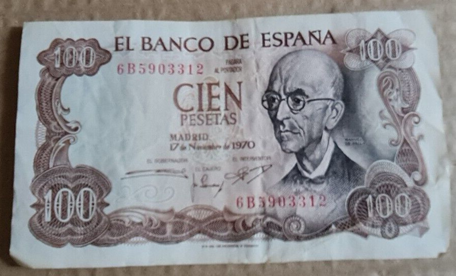 5 x 100 Pesetas Notes 1970 - All Circulated