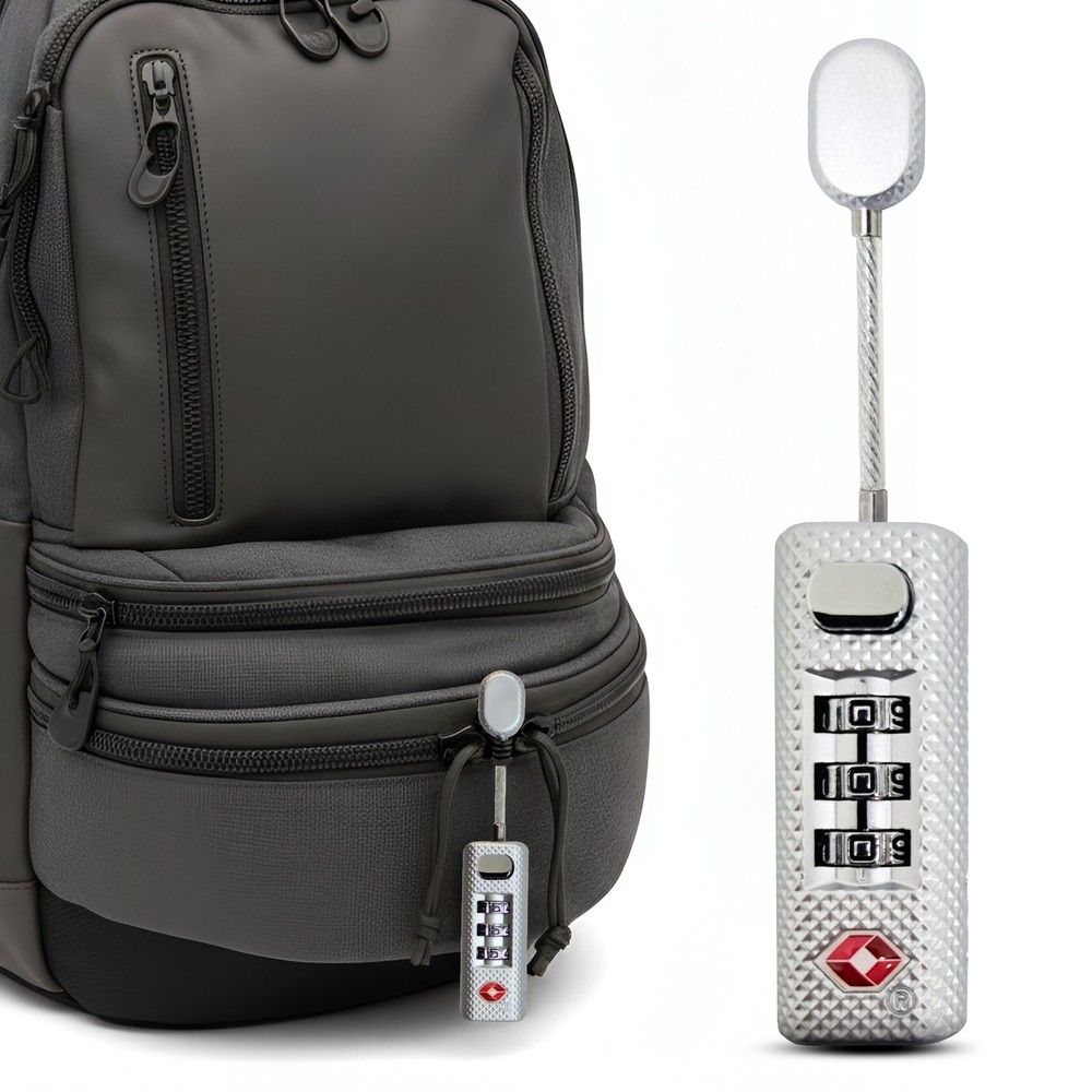 TSA Approved 3-Digit Combination Luggage Lock Zipper Security Travel Backpack