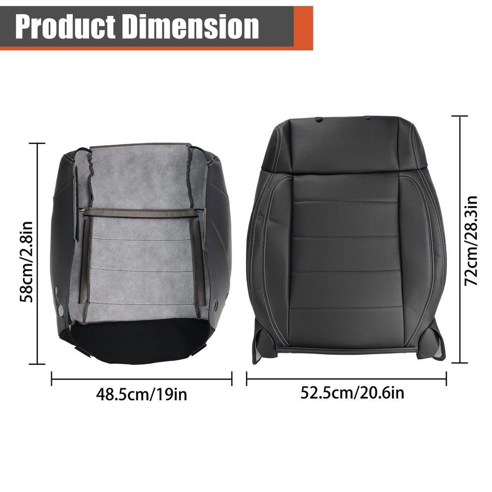 Front Driver Passenger Seat Cover Black Artificial Leather for 2007-2012
