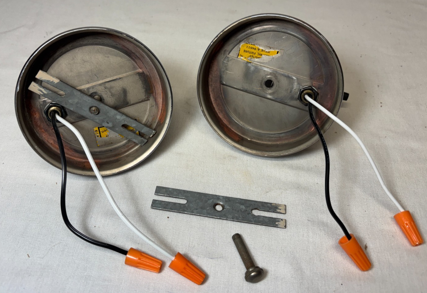 Chrome Sconce Pair Vtg Wall Light Fixture MCM Bathroom Art Deco USA #L92