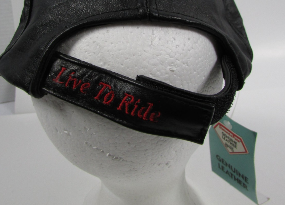 Diamond Plate Solid Leather Adjustable Cap Proud American Bikers