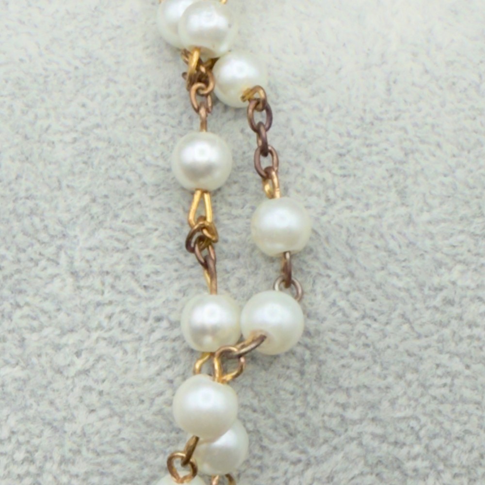 Vintage Catholic Rosary With Gold-Tone Cross & White Beads READ