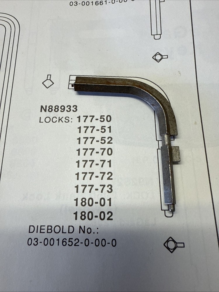 Diebold 177, 180 Combination lock change key