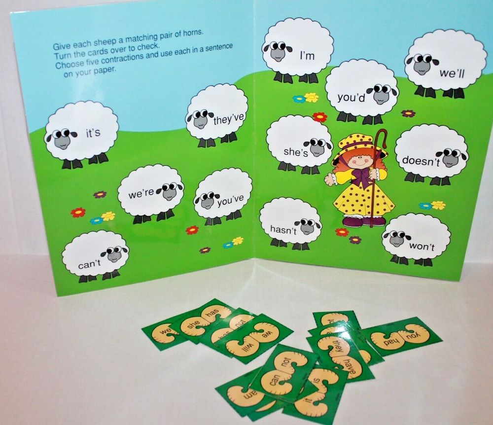 Contractions Educational Folder Game Language Arts Center Activity Grades 2-3