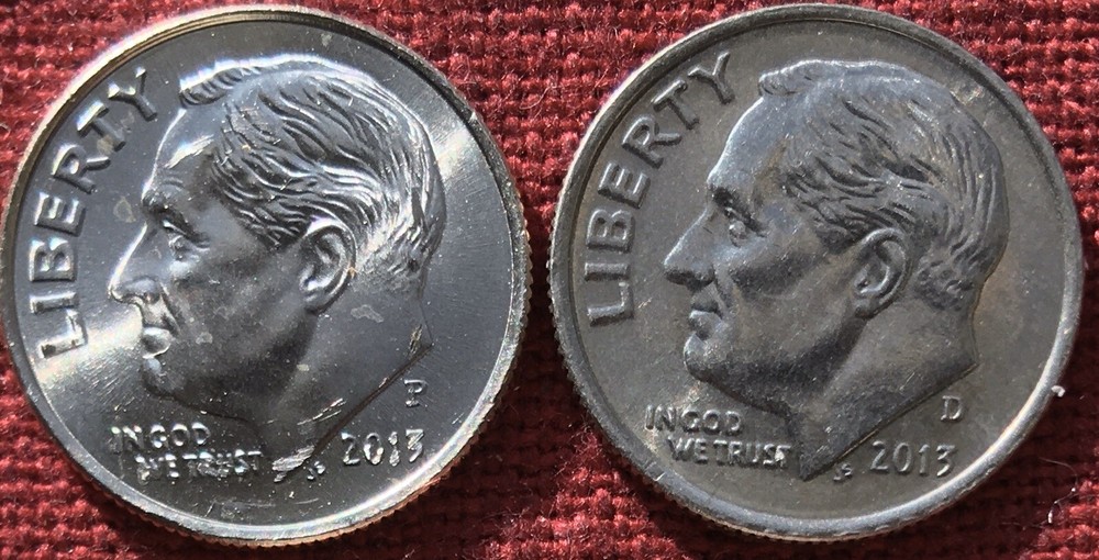 2013 P & D 2 Coin Roosevelt Dime Set Gem Bu