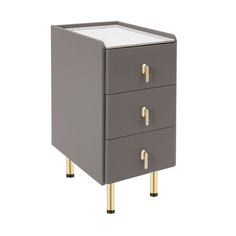 Three-Layer Bedside Cabinet with Drawers, Space-Saving Nightstand