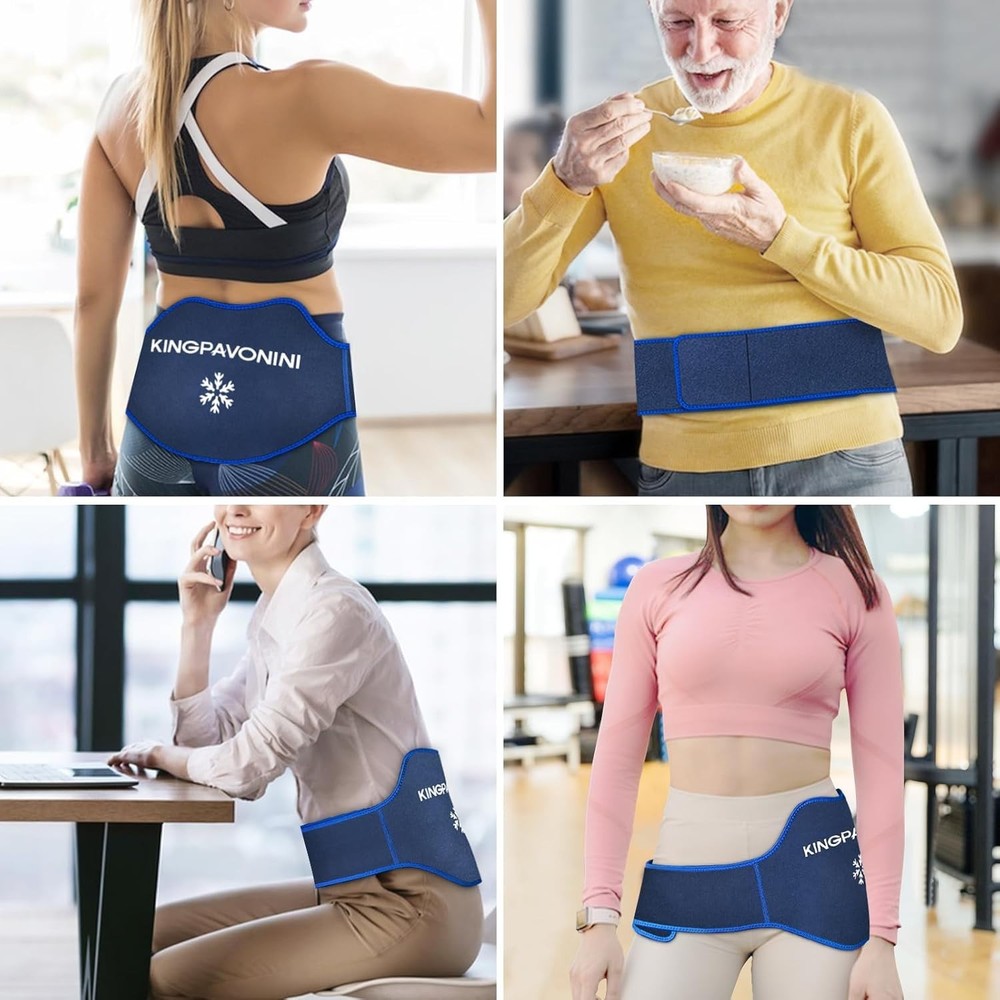 Extra Large Back Ice Pack 2-Pack with Extension Strap for Lumbar Sciatica Relief