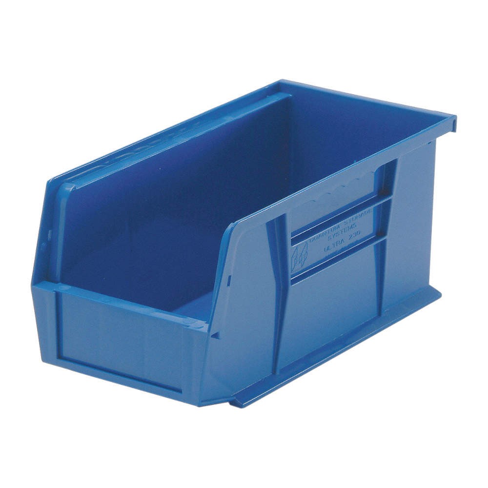 QUANTUM STORAGE SYSTEMS QUS230BL Hang and Stack Bin,Blue,PP,5 in PK 10