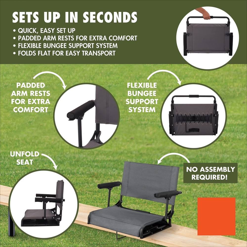 Hard Arm Stadium Seat, Gray