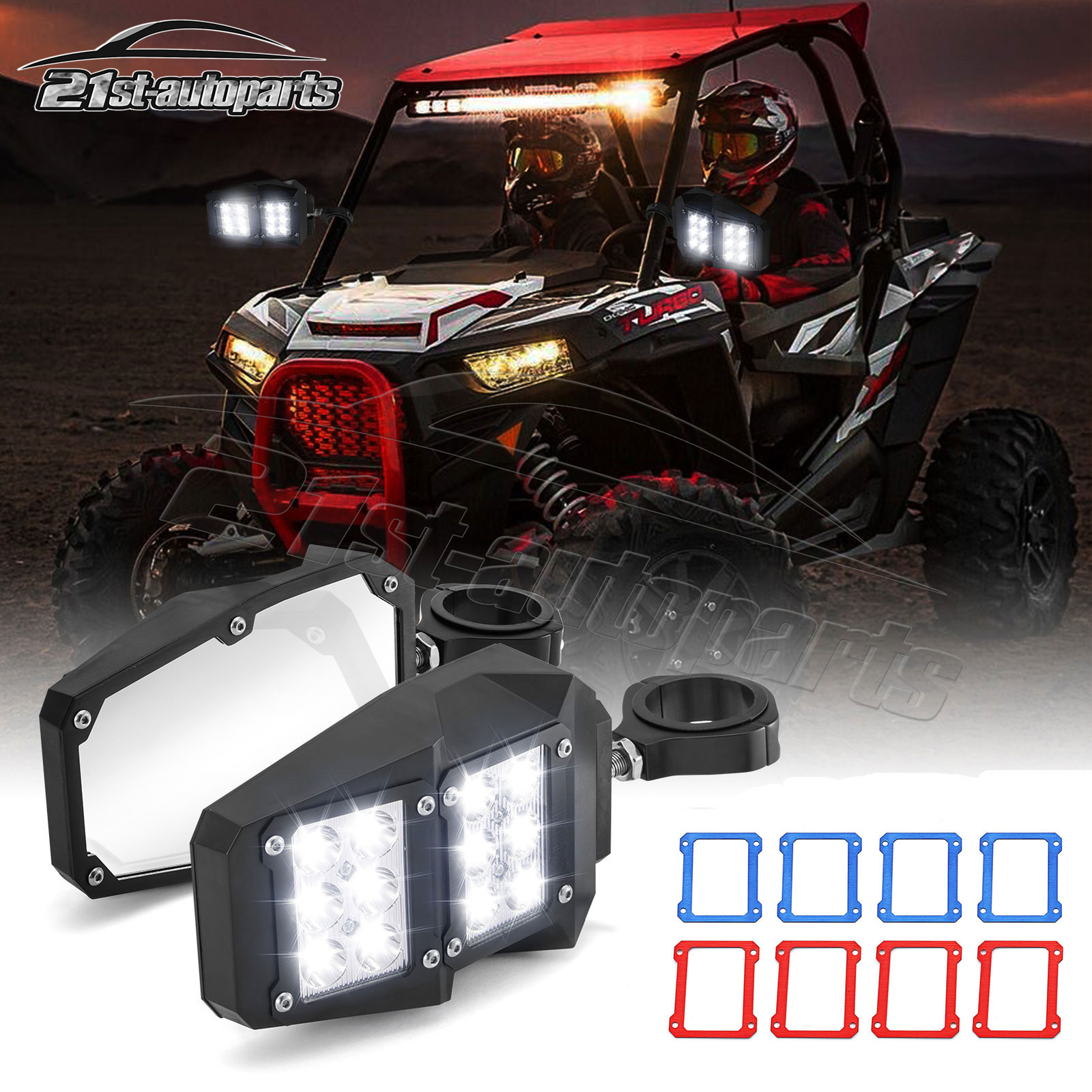 UTV Rear View Side Mirrors W/ LED Spot Lights For Honda Talon 1000R 1000X 2024