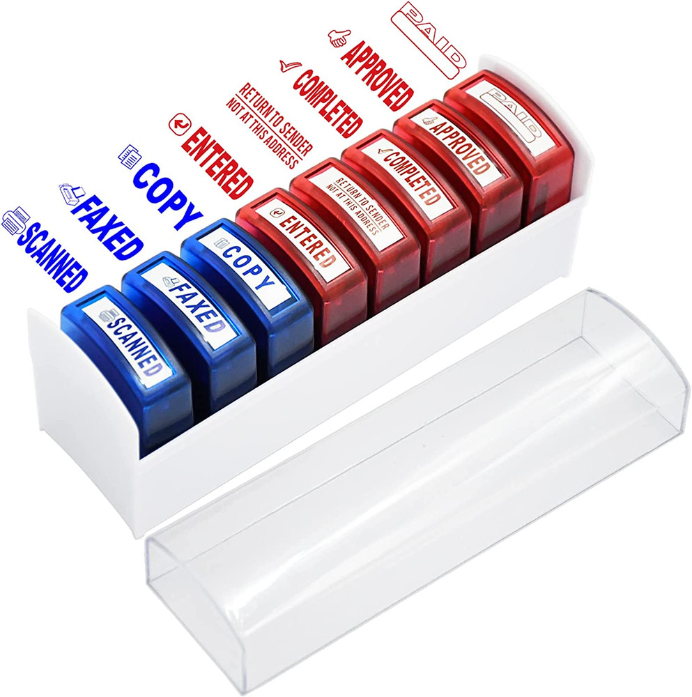 Self Inking Office Stamp Set for Approved Paid Completed Copy Faxed