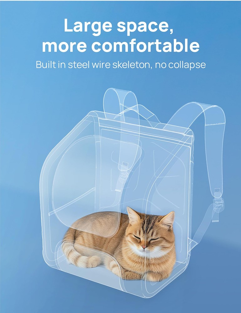 Cat Backpack Carrier, Large Space Cat Bubble Backpack, Breathable Cat Carrier...