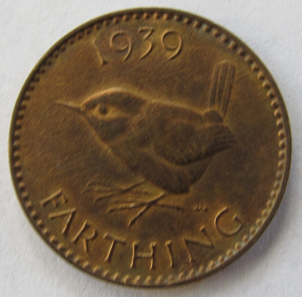 1939 Farthing, George VI, KM #843