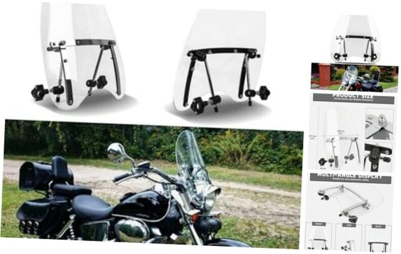 Wave Windshield Windscreen,18"x16" Motorcycle Windshield,Universal Transparent