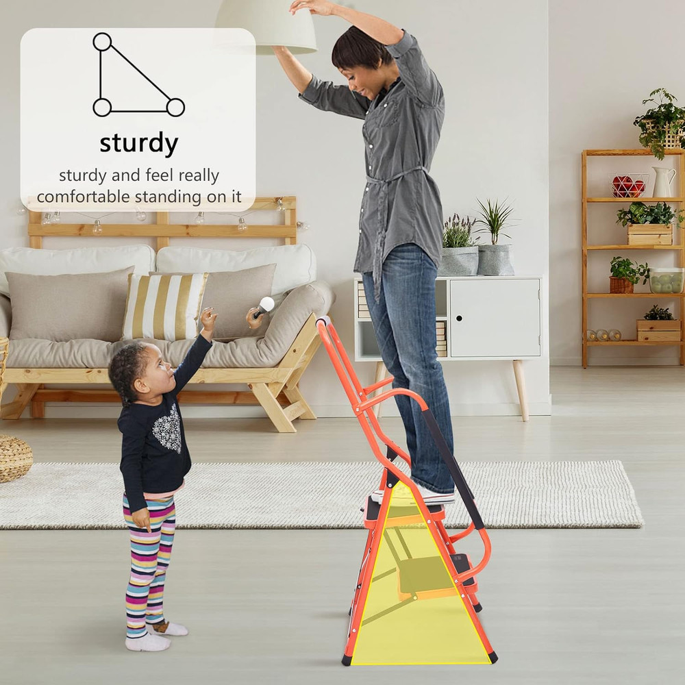 LUISLADDERS 2 Step Ladder, Folding Step Stool with Handrails, Step Ladder 2 Step