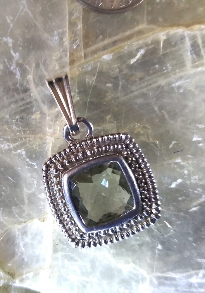 Sterling Silver Green Amethyst Pendant