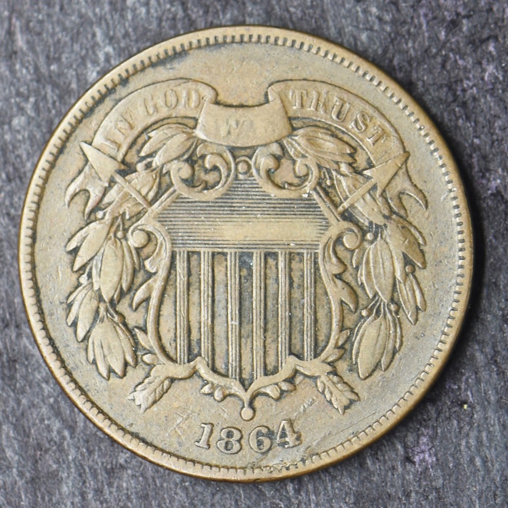 1864 "Large Motto" 2C Two Cent Piece - COINGIANTS -