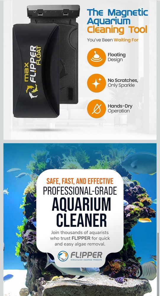 Flipper MAX FLOAT Algae Magnetic aquarium Cleaner 5/8"- 3/4" Tanks