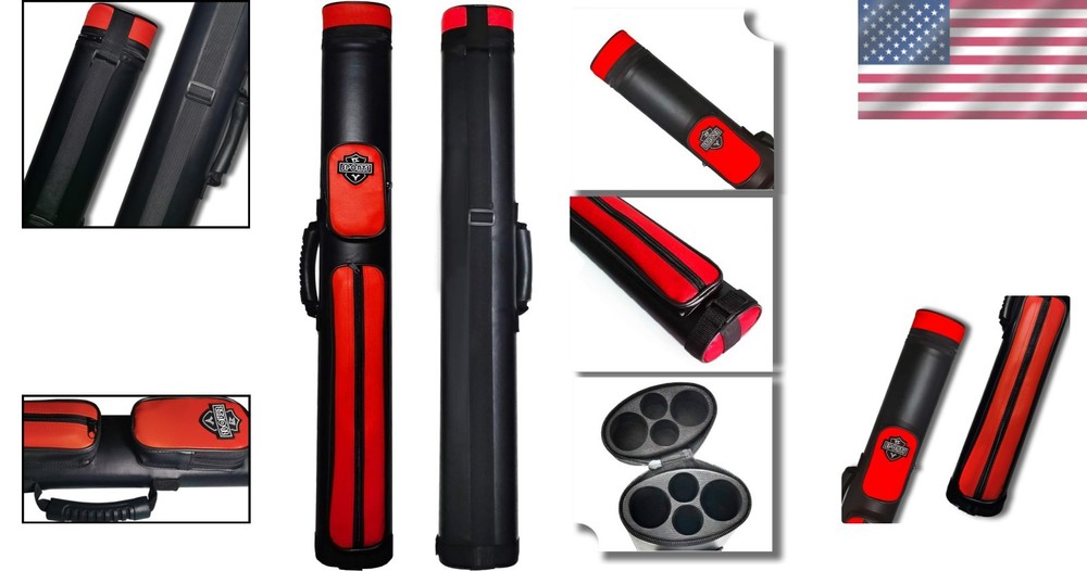 Durable 2x2 Hard Shell Pool Cue Bag with Adjustable Strap - Billiard Essentials