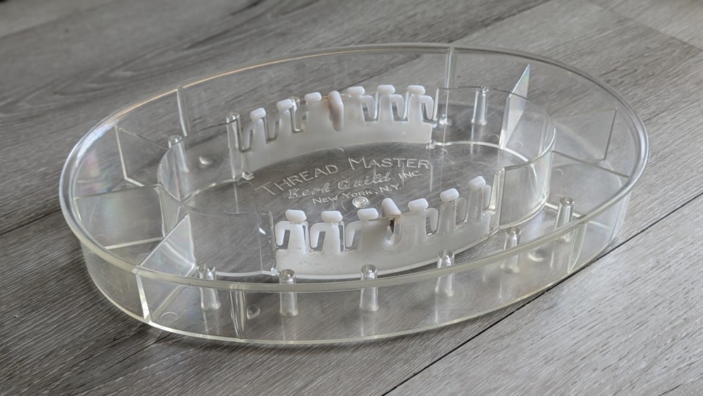 Vintage Kerk Guild NYC Thread Master Sewing Bobbin Organizer - Clear