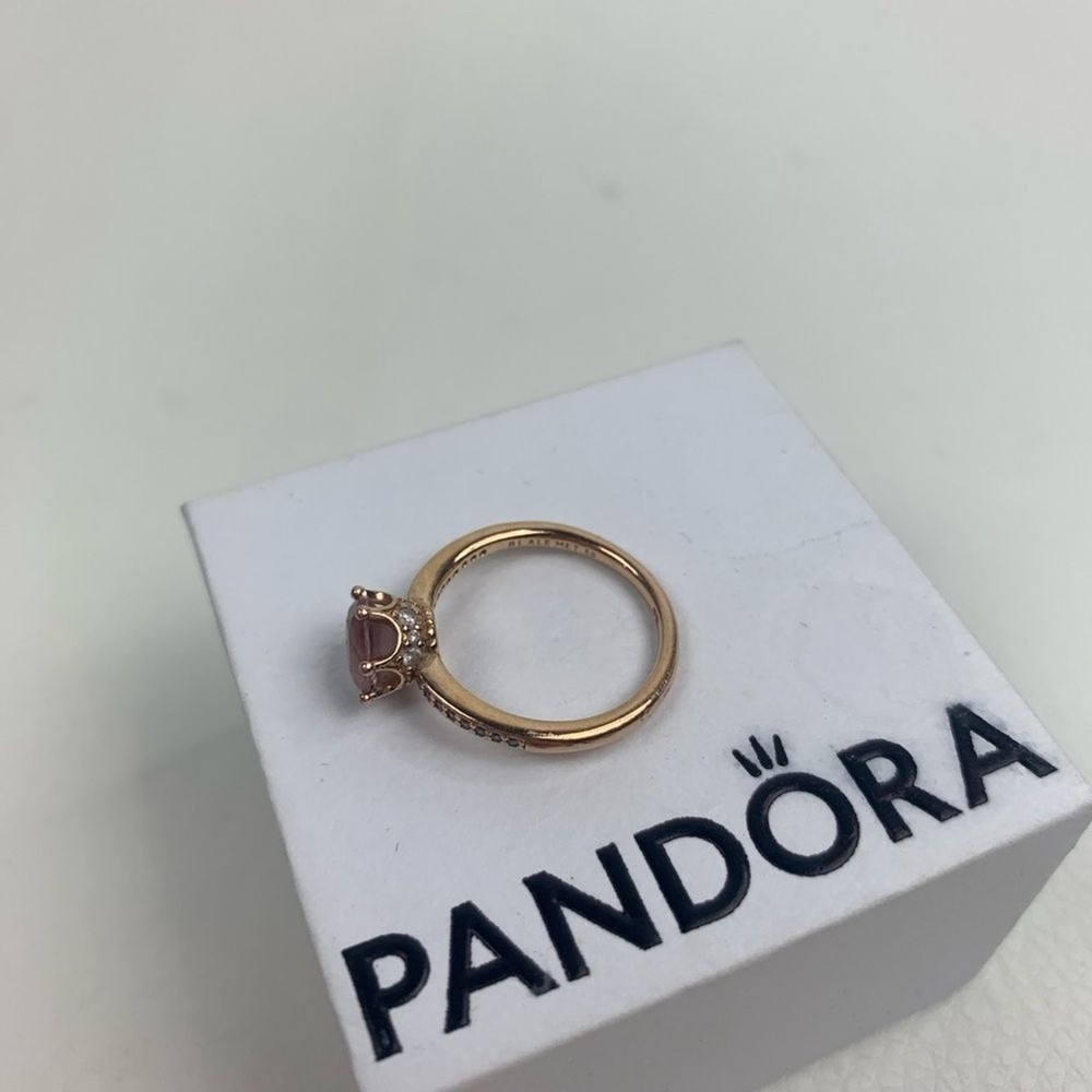 Pandora Rose Pink Solitaire Crown Ring Size 50 (5.25)