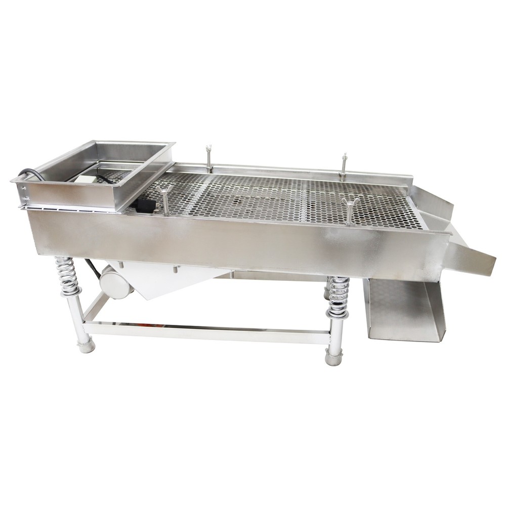 110V Stainless Linear Vibrating Screen w/Single Layer 10mm Screen Sieve Machine
