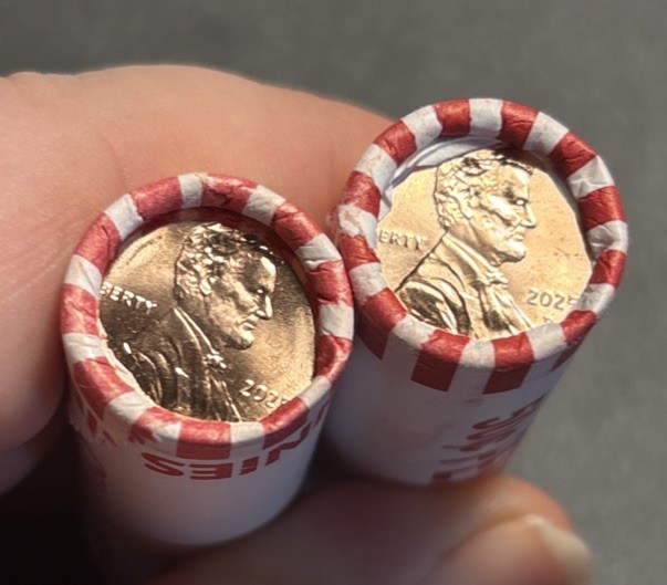 2025 Penny Two Roll Lot One P and One D BU Brilliant Uncirculated Lincoln Cent