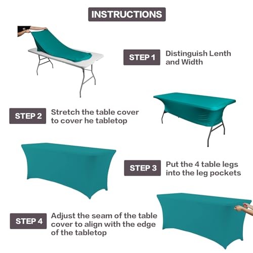 2 Pack 4FT Table Cloth for Rectangular Fitted Events 4 Ft - 2 Pcs Lake Blue