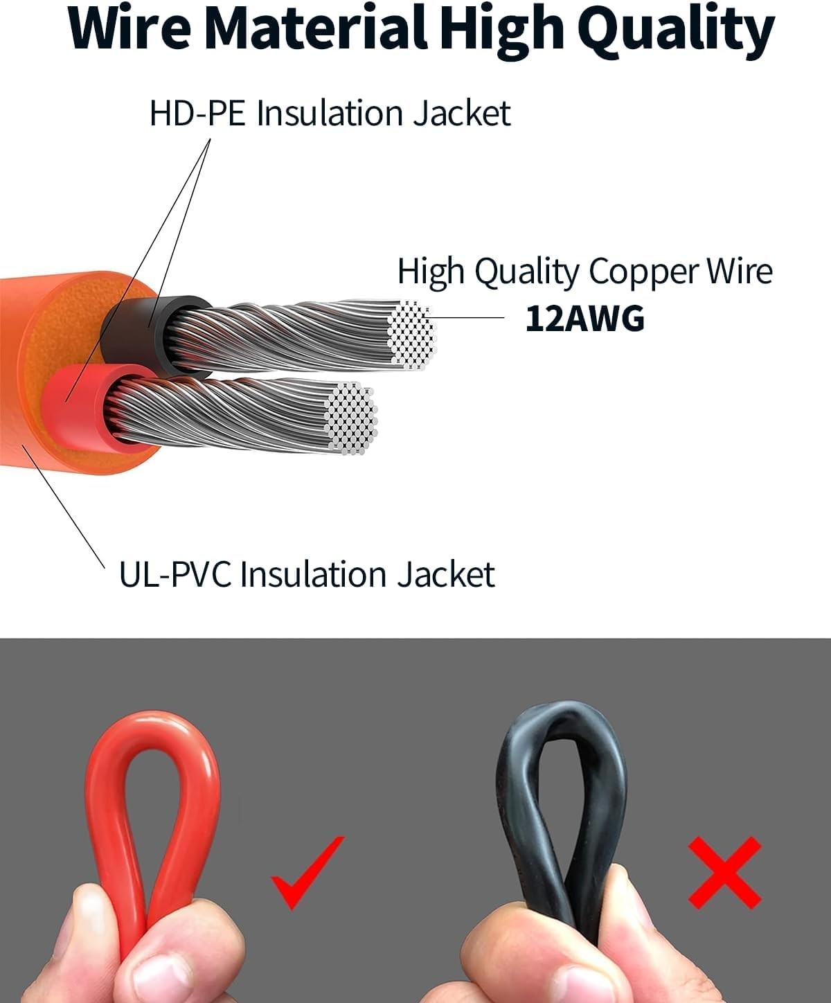 Tonton 30FT 9M 8mm Extension Cable 12AWG for 30FT, -