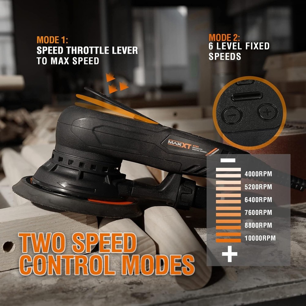 MAXXT Electric 2.5mm Random Orbital Sander Brushless 350W 3A Multi-function V.