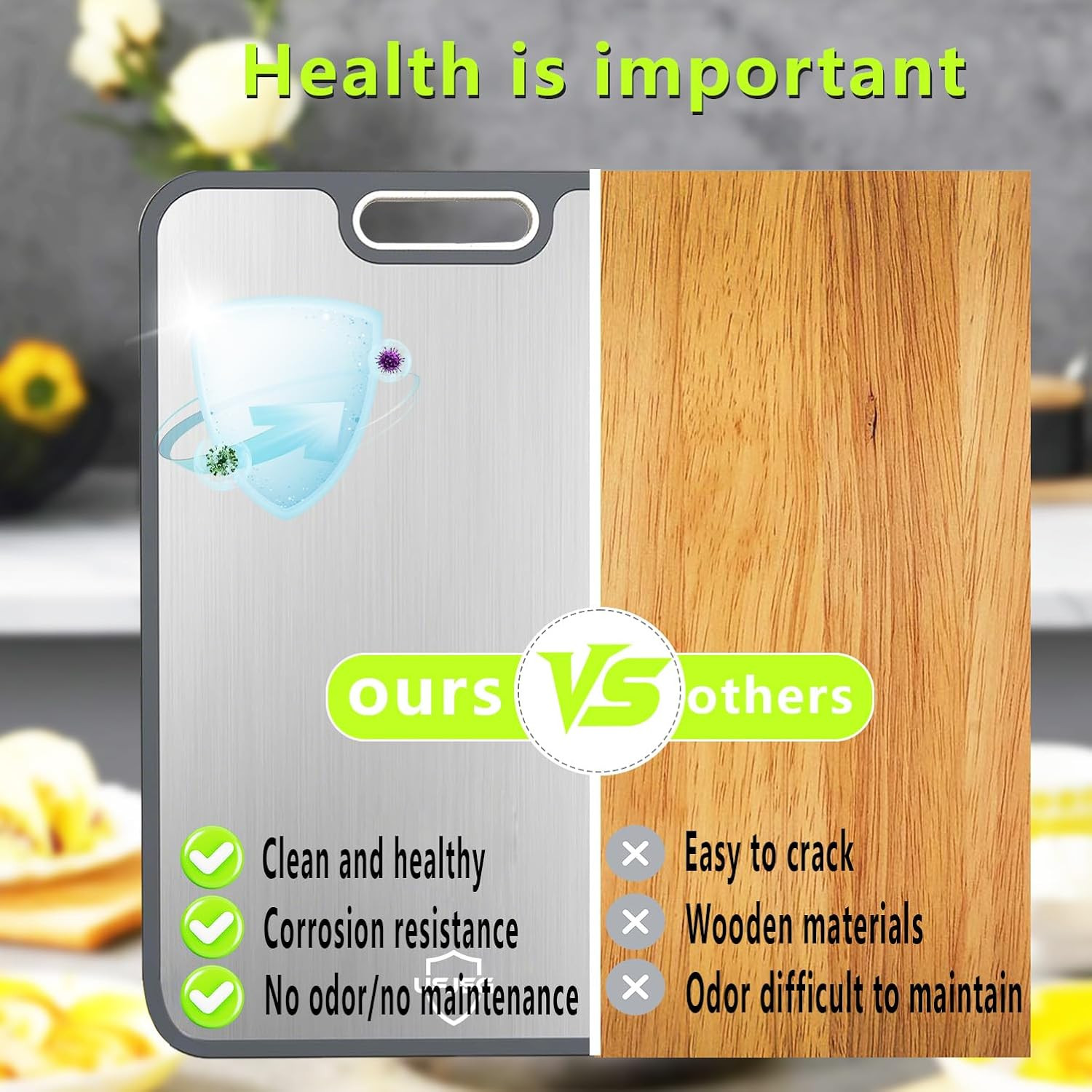 Titanium Cutting Board for Kitchen, Cutting Board Double Sided Food Grade, Pure