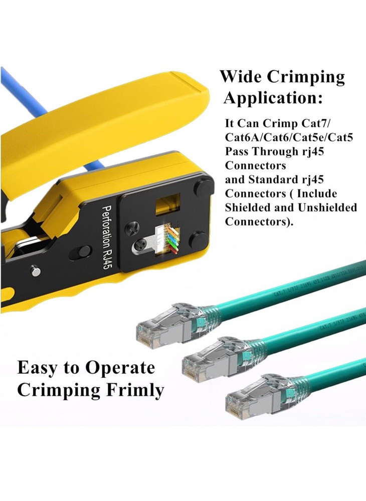 Ethernet Crimp Tool Kit - Cat5/Cat6/Cat7 Network Crimper with Cable Tester, Mini