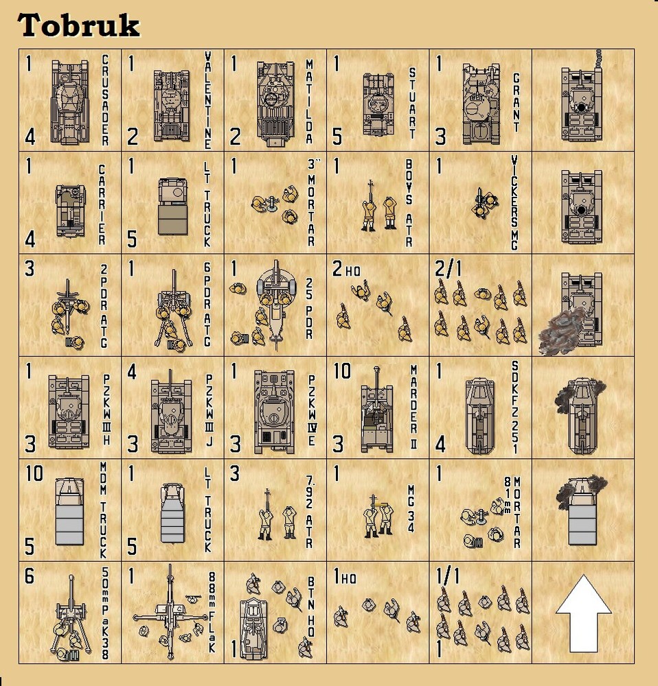 Tobruk (’75) Double-Sided Replacement Counters (Die-Cut)