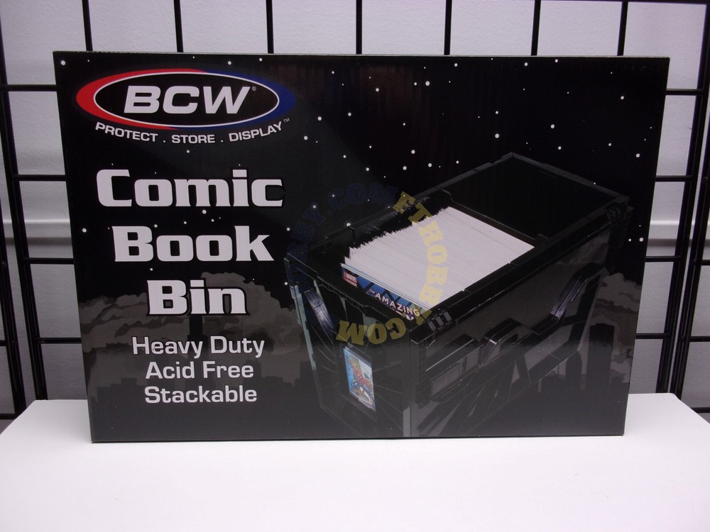 BCW Black Short Comic Book Bin Heavy Duty Stackable Plastic Box Holds 150 Bagged