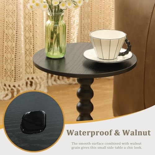 Round Side Table, Small Drink Table for Small Spaces, Modern Accent End Black
