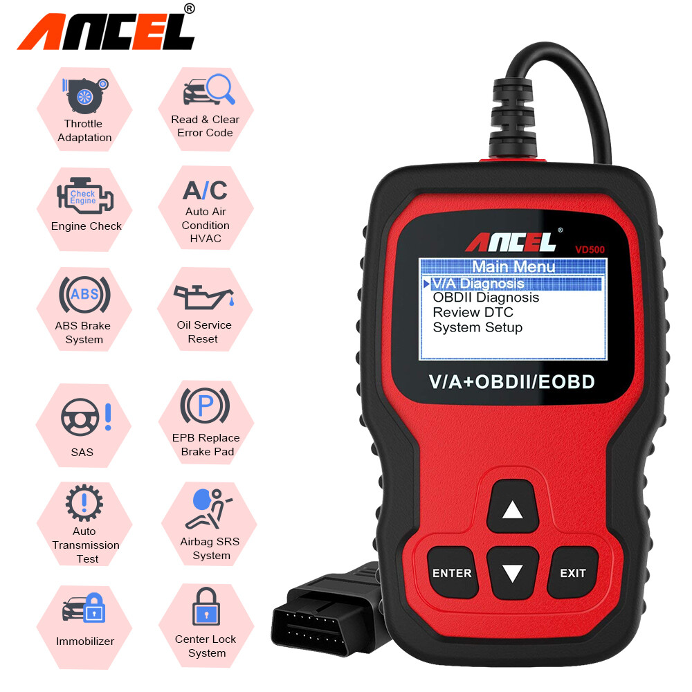Ancel VD500 Car OBD2 Code Reader All System EPB ABS Oil Diagnostic Scanner Tool