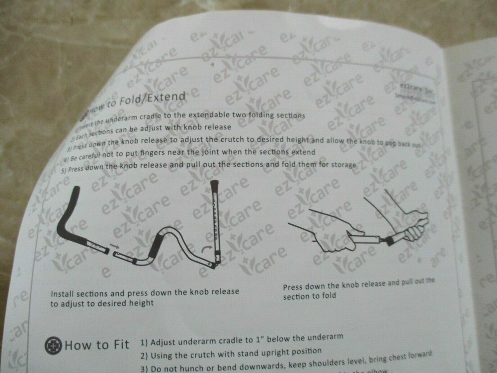 NEW Adjustable Folding Crutch, Metallic Grey Universal Size 5'2"-6'2"