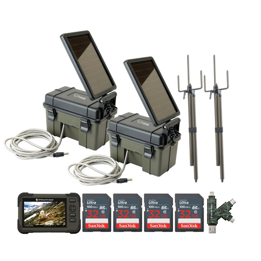 HME Trail Camera 12V with Solar Auxiliary Power Pack 2 Pack Bundle