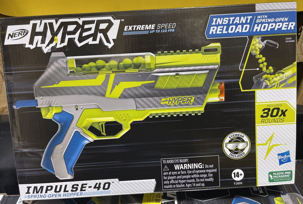 Nerf Hyper Impulse-40 Blaster, 30 Nerf Hyper Rounds, Fires Up To 110 Feet/sec