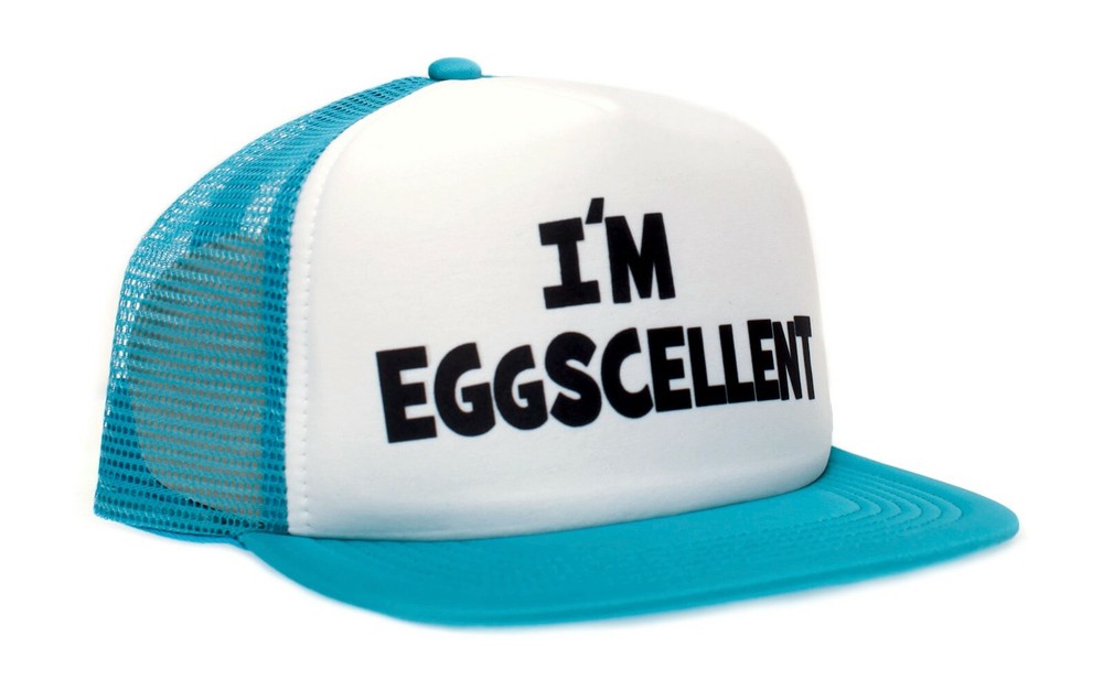 Regular Show- I'm Eggscellent Hat Aqua Flat Cap Eggcelent Excellent