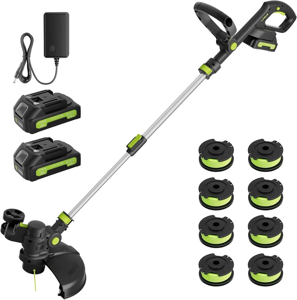 Adjustable Telescopic String Trimmer with 12'' Cutting Width & 2 Batteries