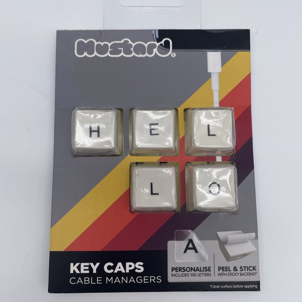 Mustard White Key Caps Cable Management 5 Pack Interchangeable Letters