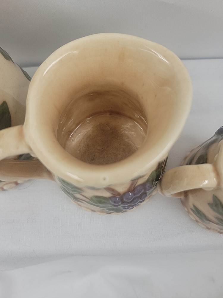 Ceramic Measuring Cups Grapes With Vines Glazed Pottery